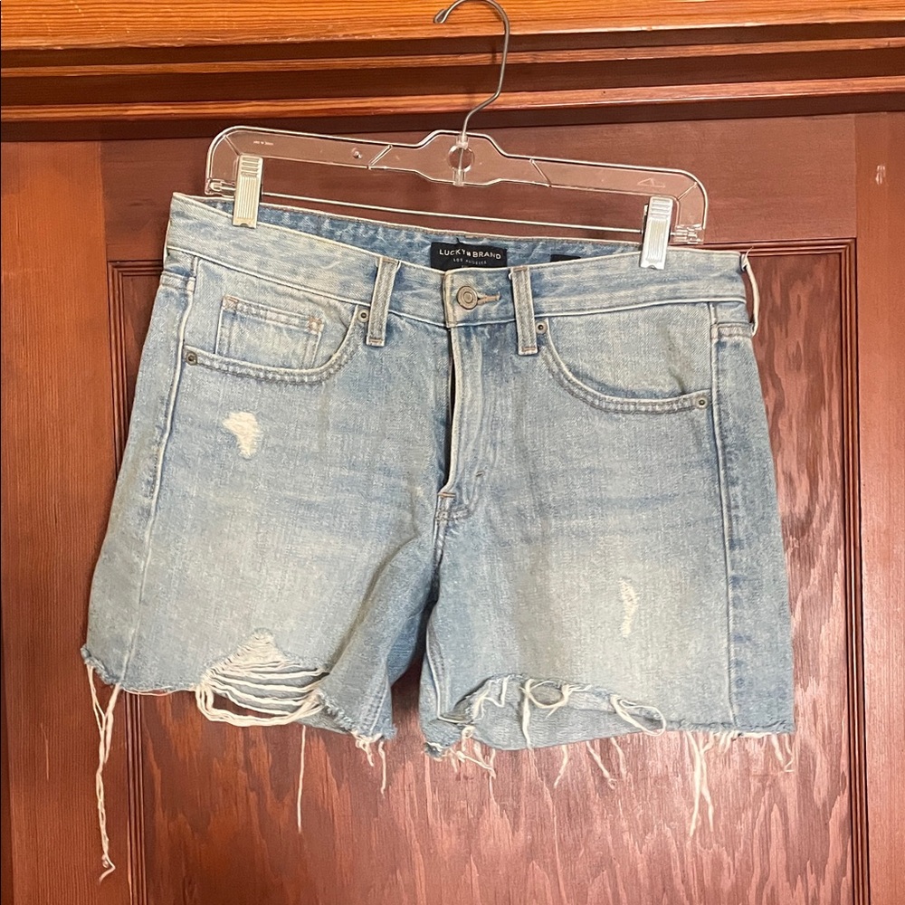 Lucky Brand Women's Light Blue Distressed Jean Shorts